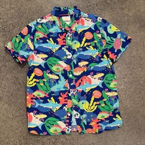 Mini Boden Blue and Green Aquatic Print Shirt